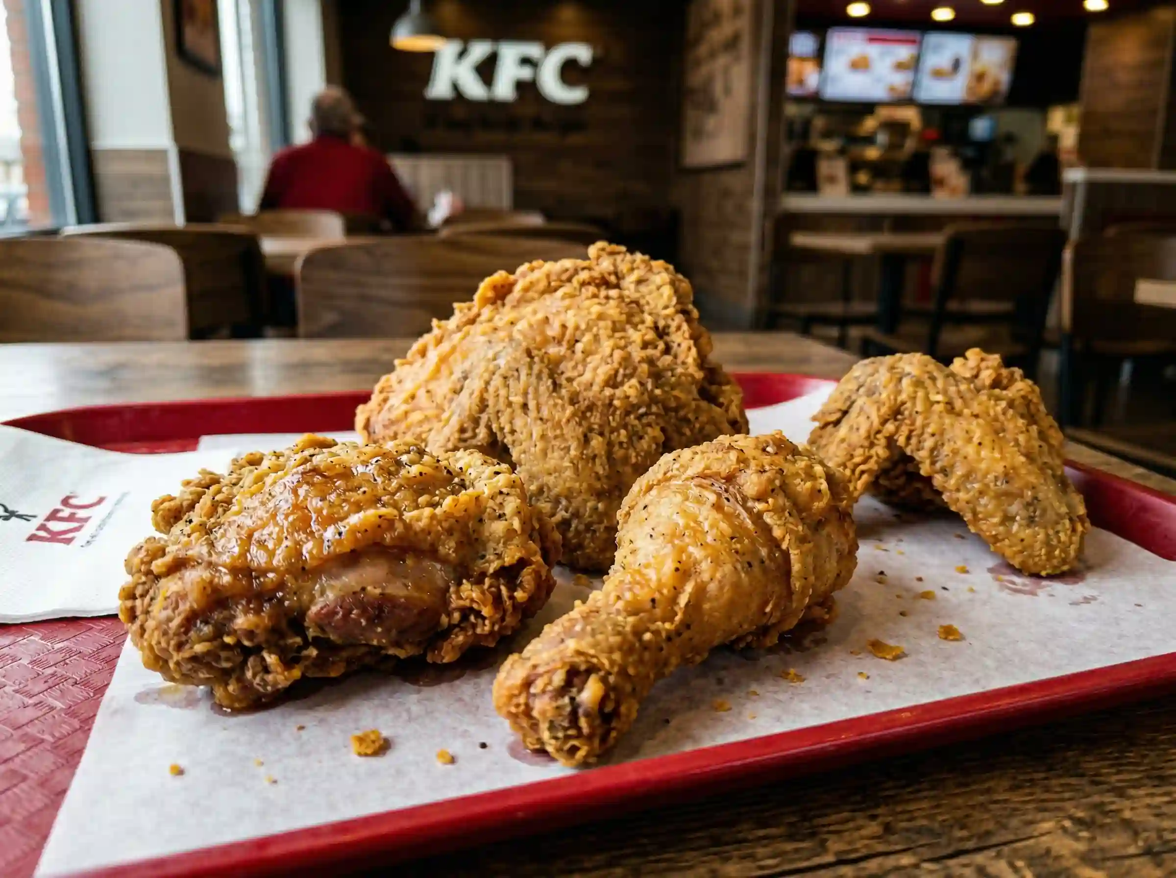 KFC chicken piece options breast thigh drumstick and wing crispy chicken
