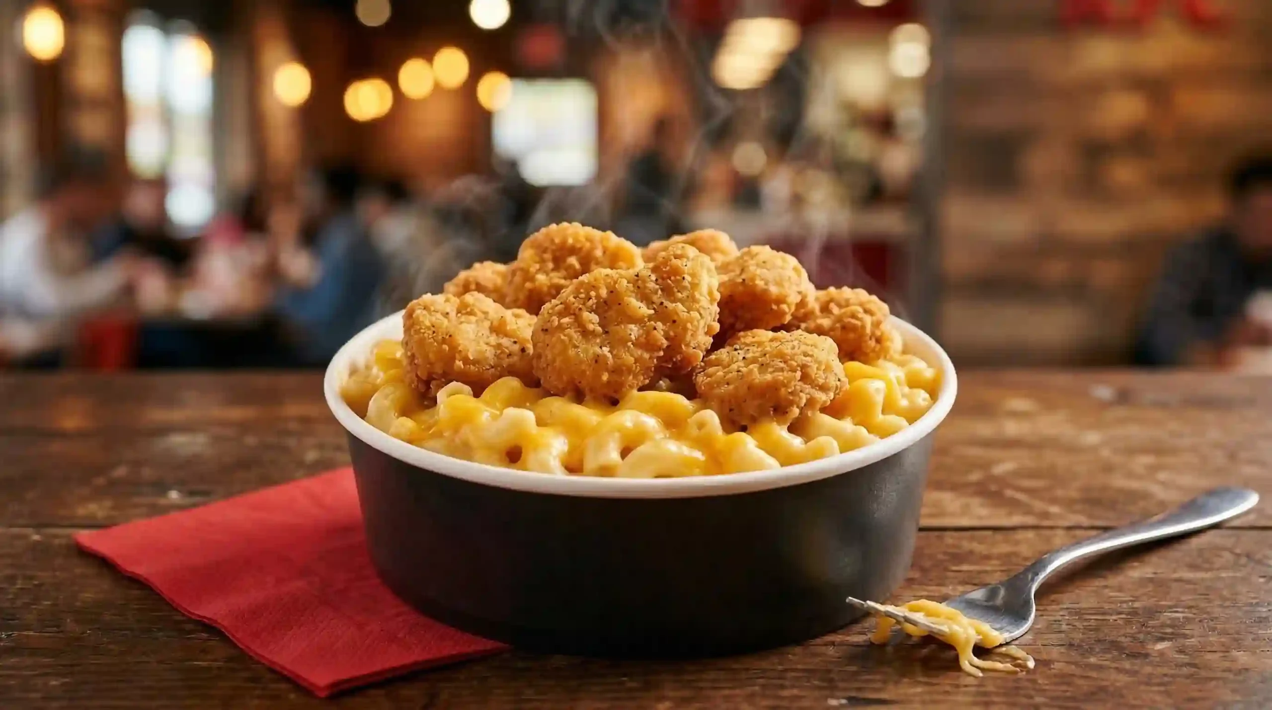 KFC Mac & Cheese Bowl Combo with creamy macaroni cheese and crispy chicken nuggets