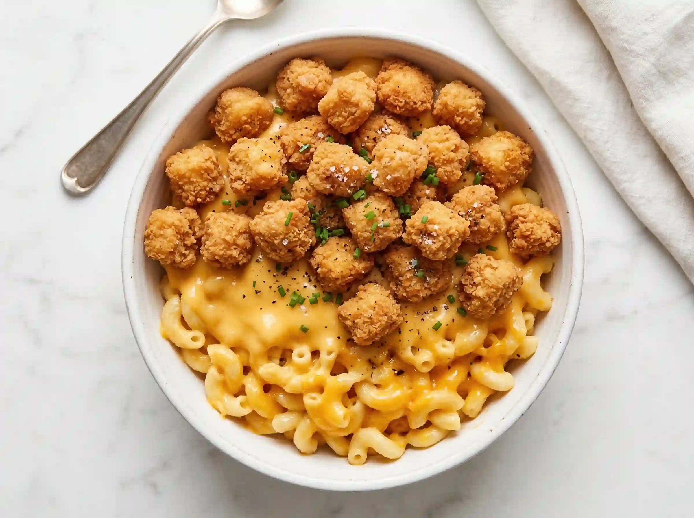 KFC Mac & Cheese Bowl vs Famous Bowl comparison showing ingredients and texture difference