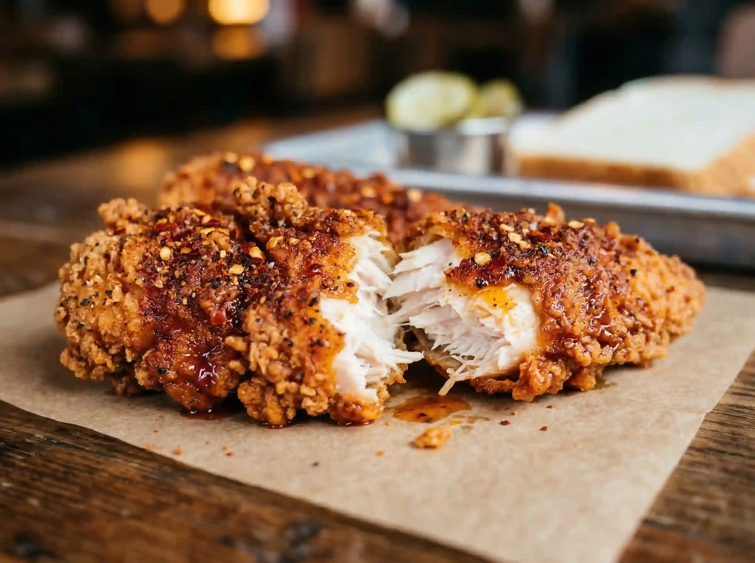 KFC Nashville Hot chicken tenders showing spicy cayenne pepper seasoning