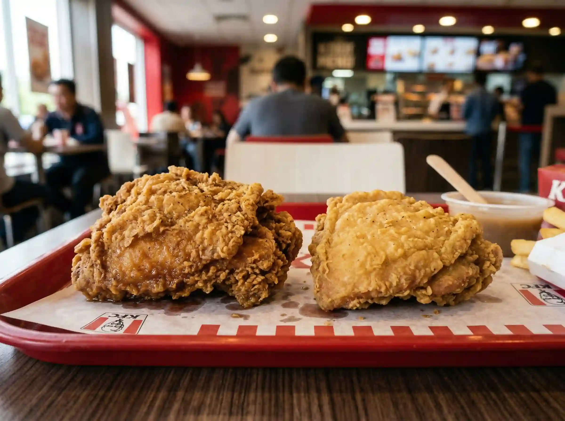 Original Recipe vs Extra Crispy chicken thigh comparison