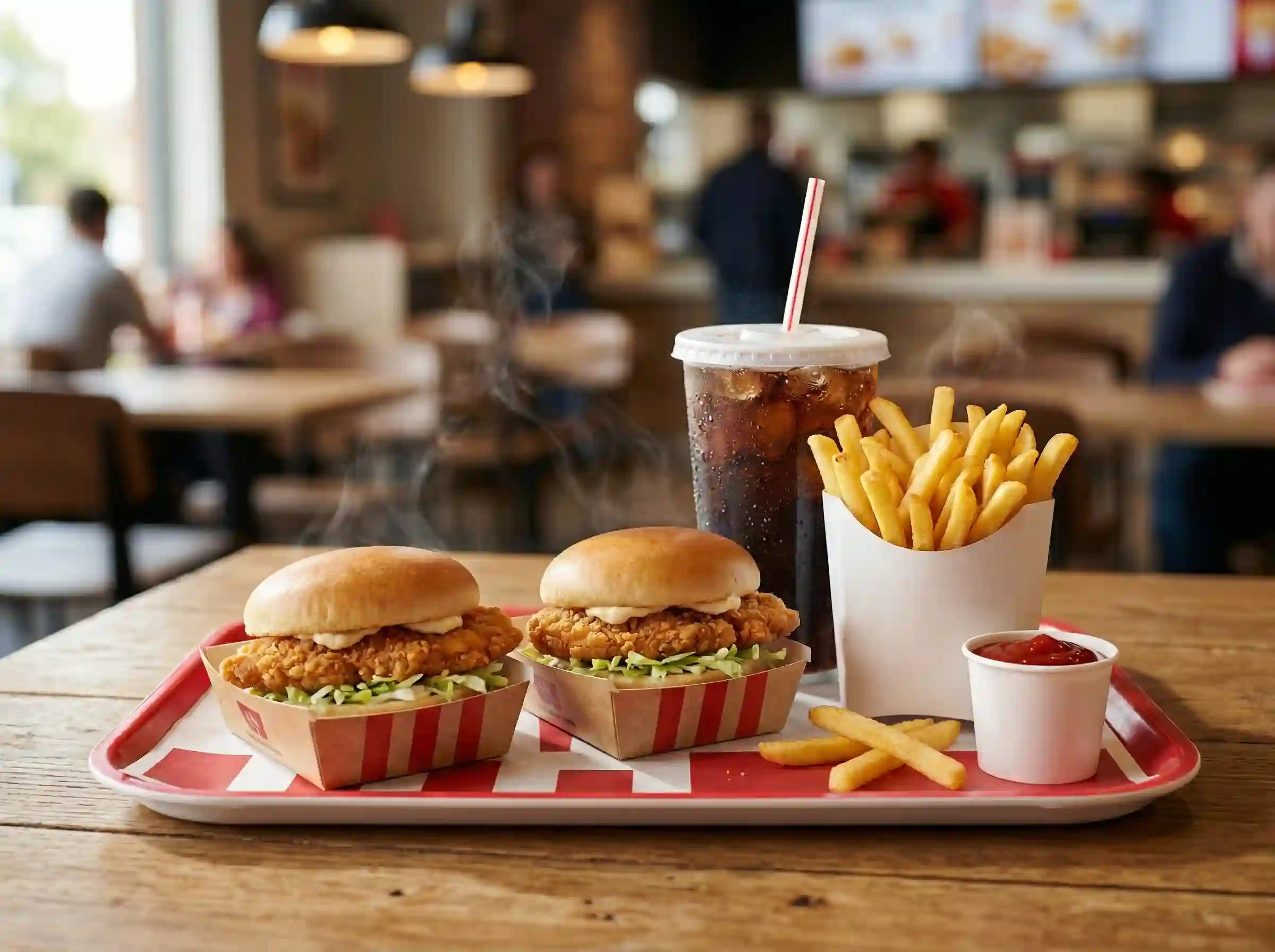 KFC Chicken Little combo meal with two sandwiches fries and drink