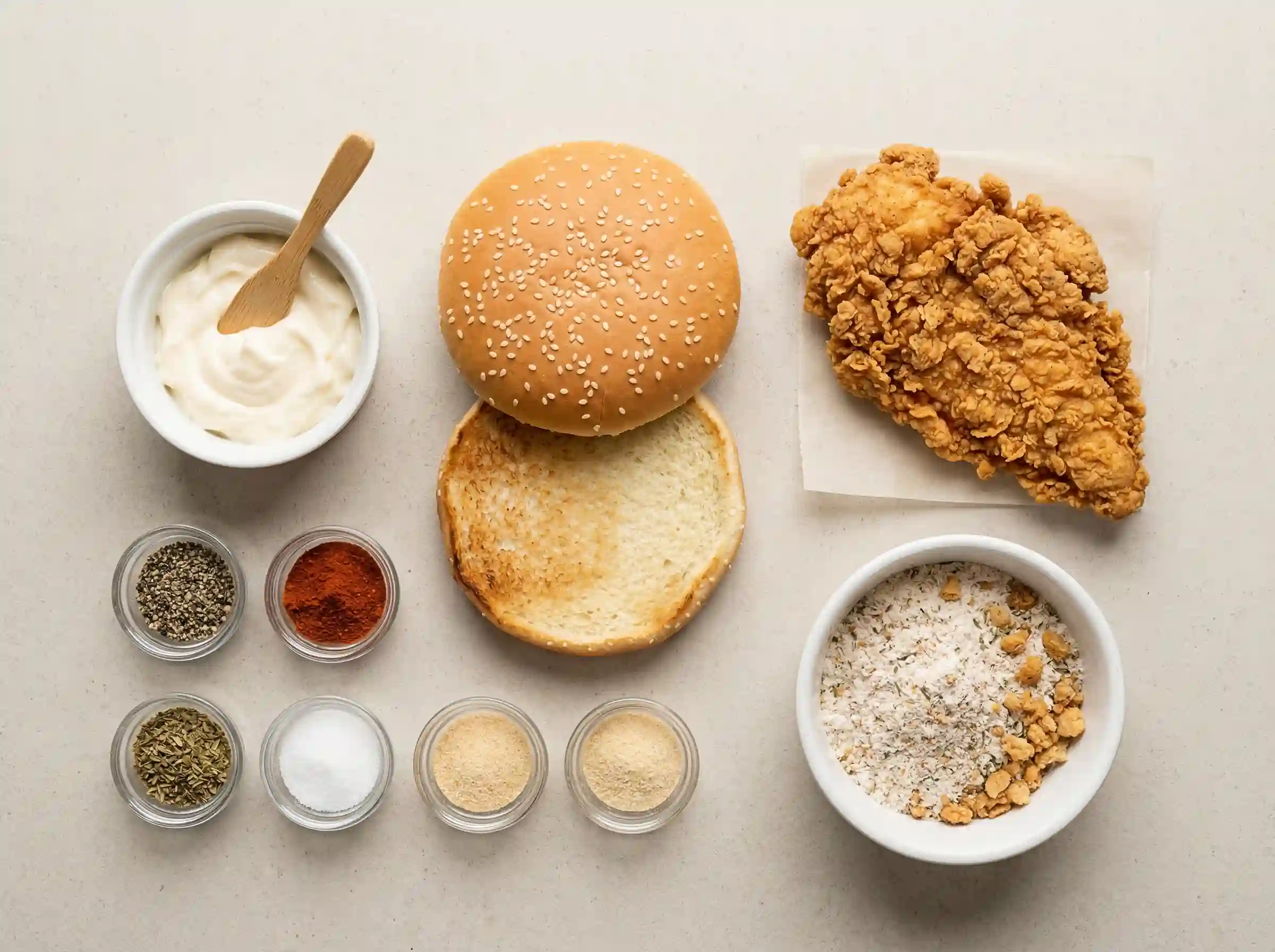 Ingredients of KFC Chicken Little including chicken filet bun mayo and breading