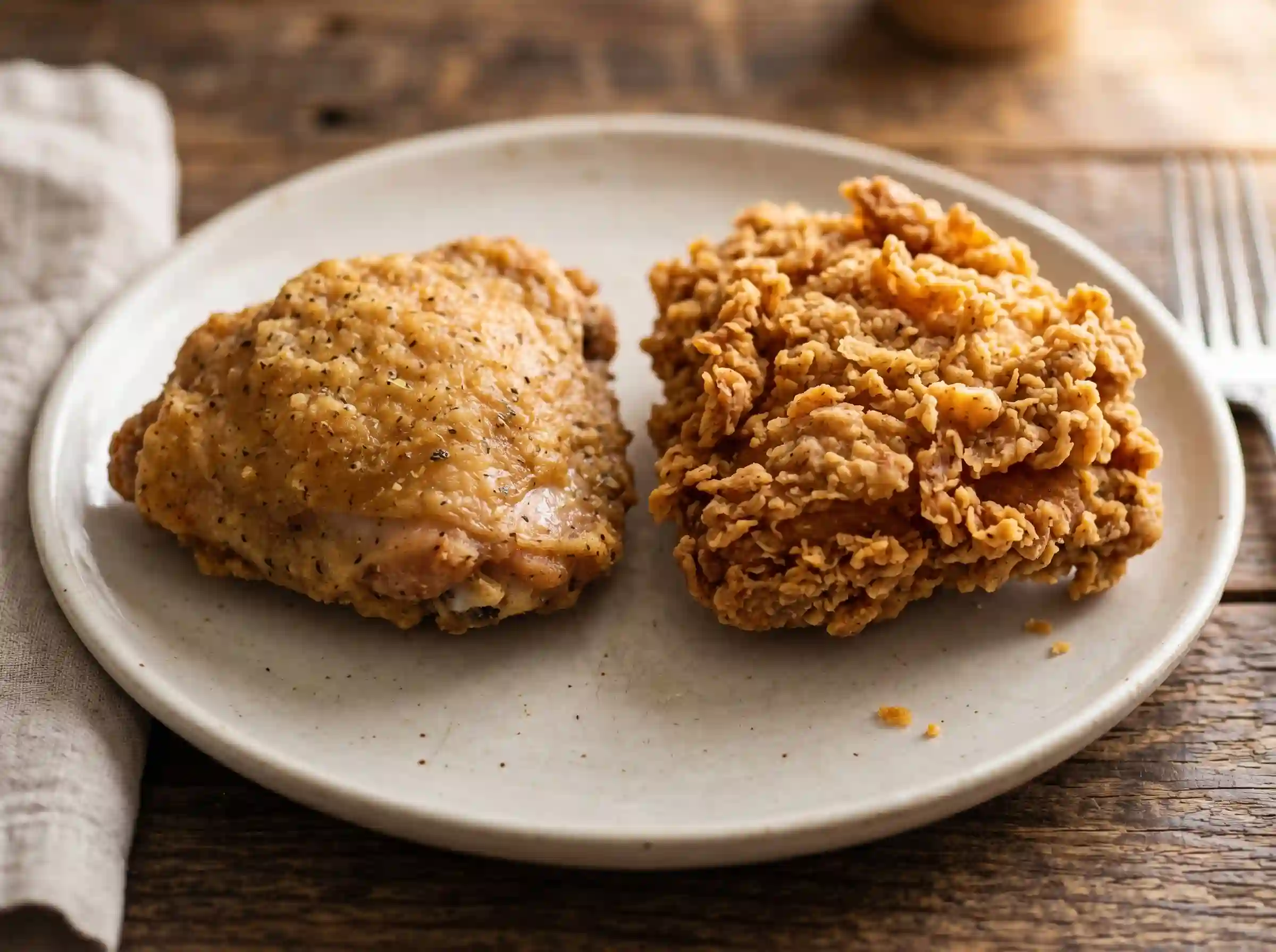 KFC Original Recipe vs Extra Crispy chicken texture comparison