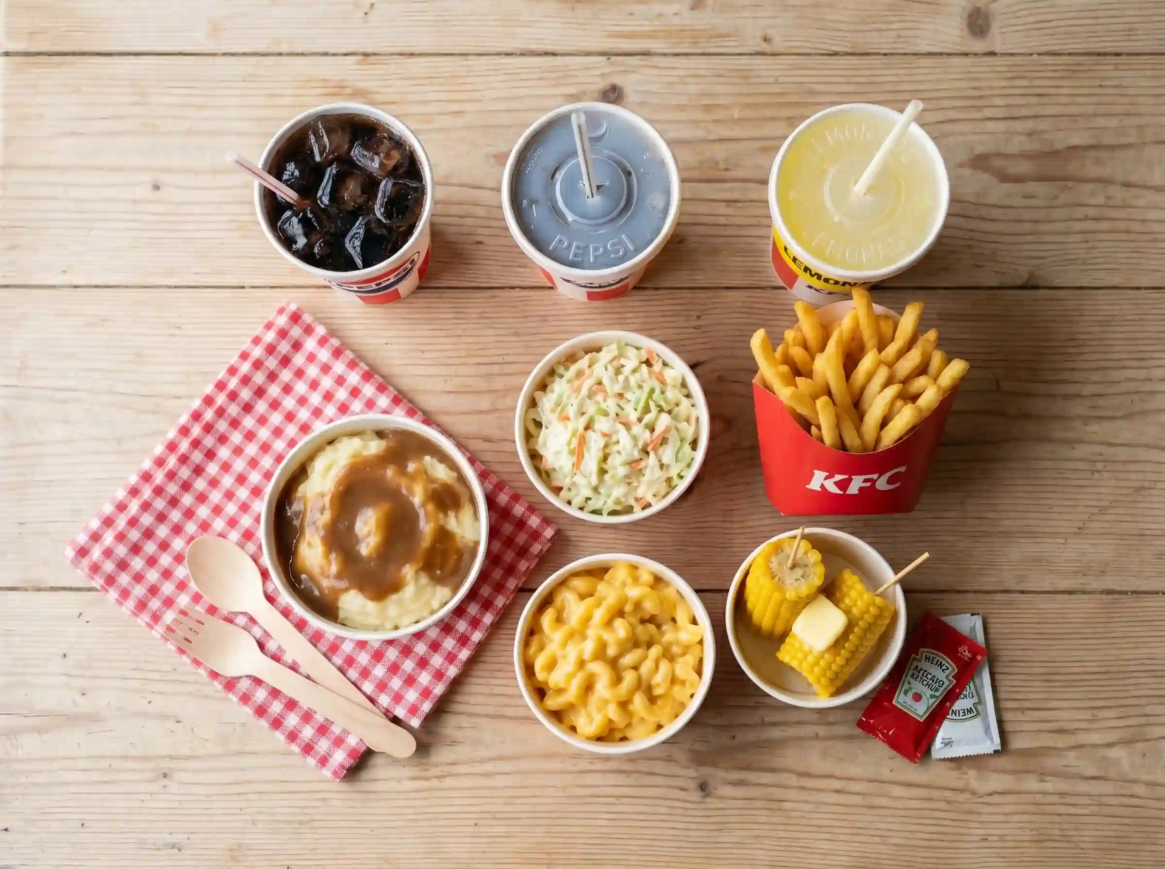 KFC side dishes and drink options including fries mashed potatoes and Pepsi