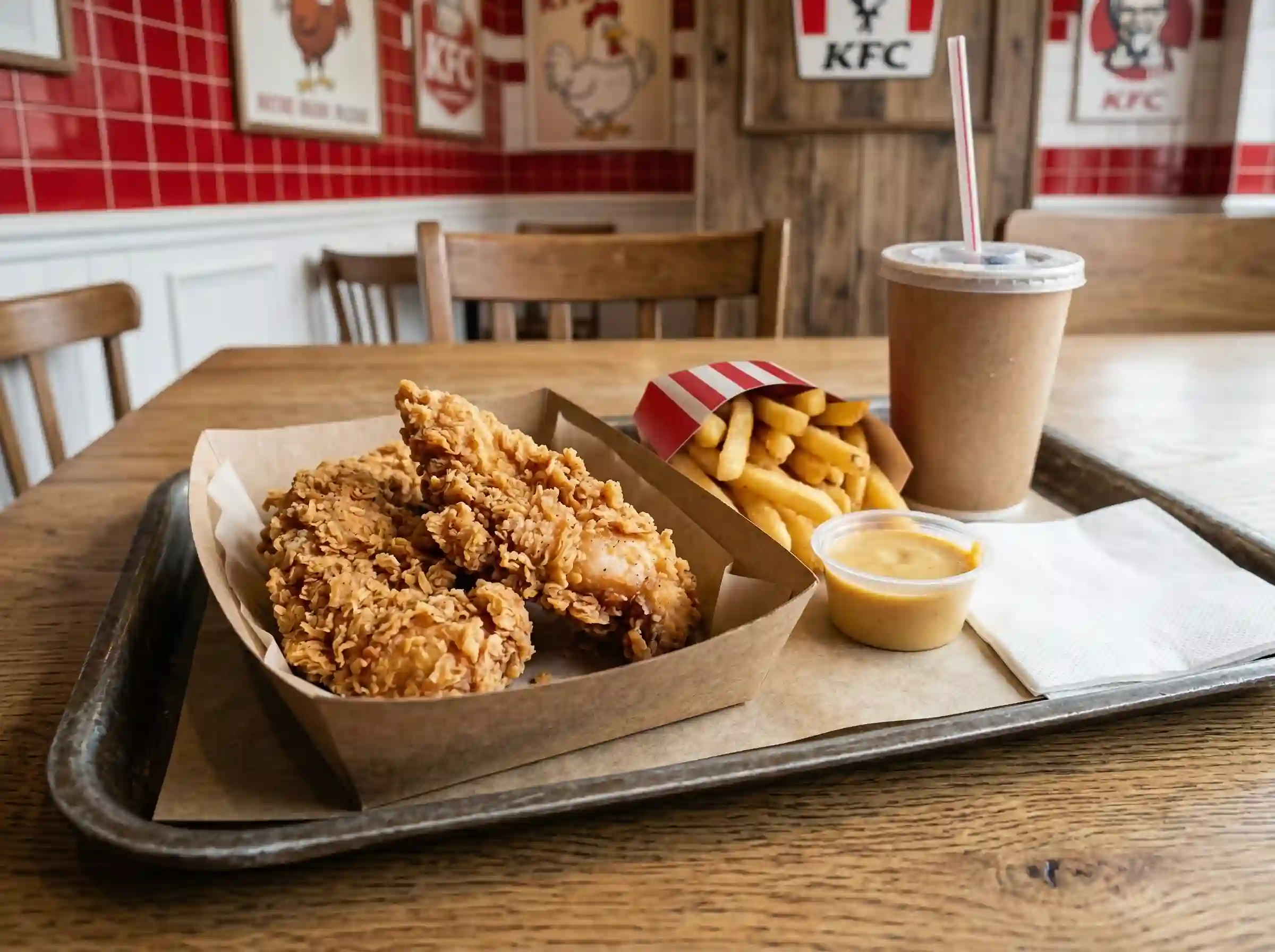 What comes in KFC 2 piece tenders kids meal including chicken tenders side drink and sauce