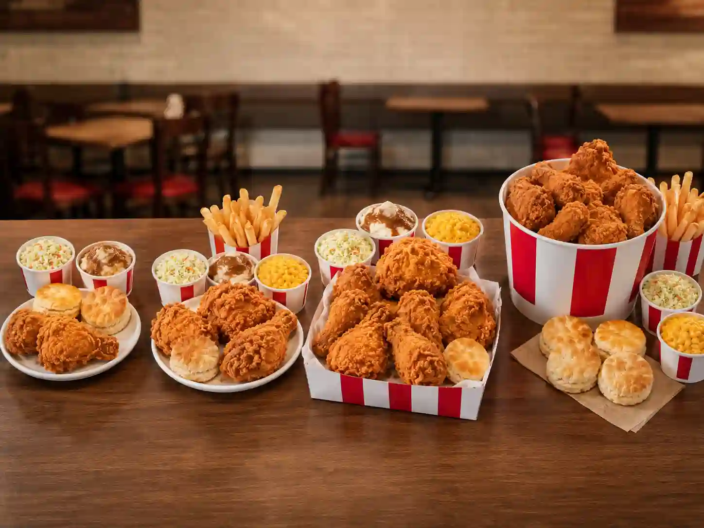 Comparison of KFC 2 piece, 4 piece, 6 piece, and 8 piece bucket meal deals