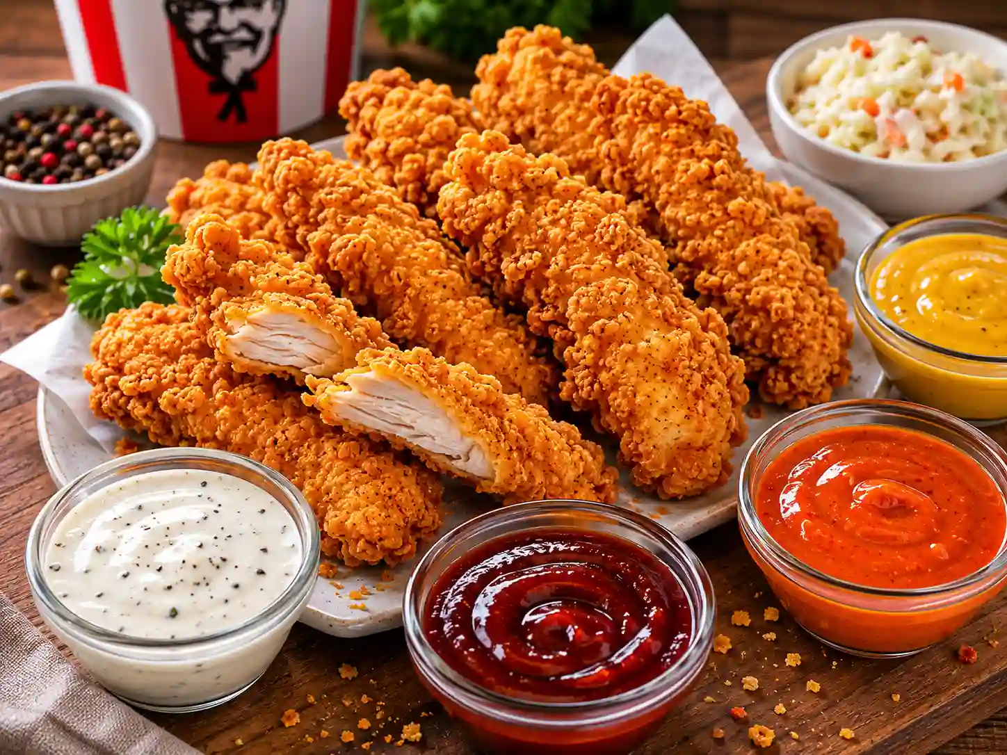 KFC chicken tenders calories and dipping sauce nutrition comparison