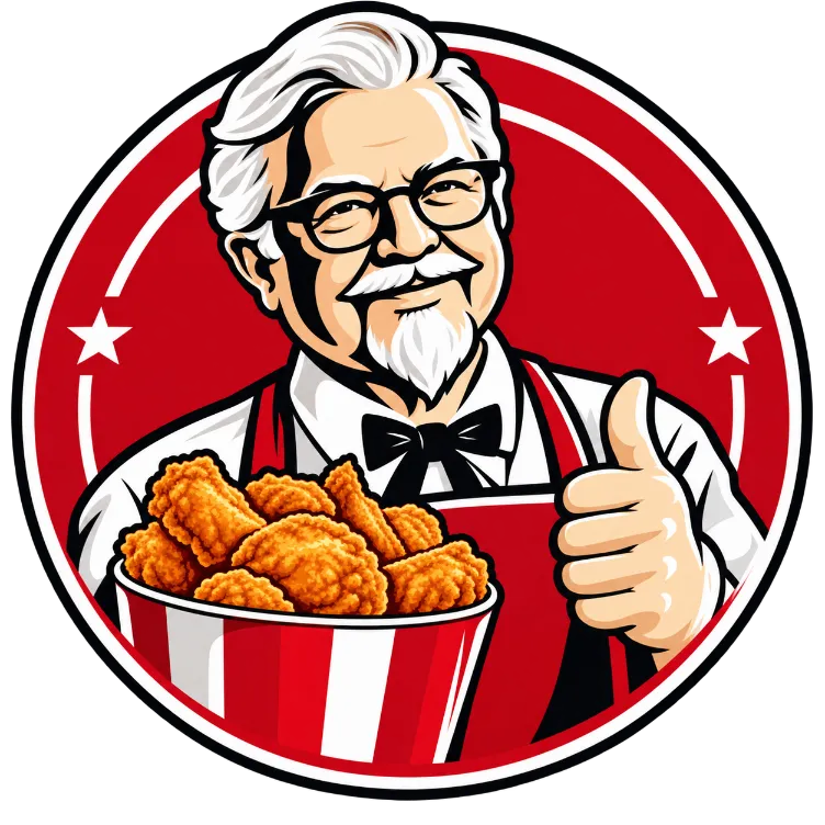 USA KFC Menu fried chicken chef logo
